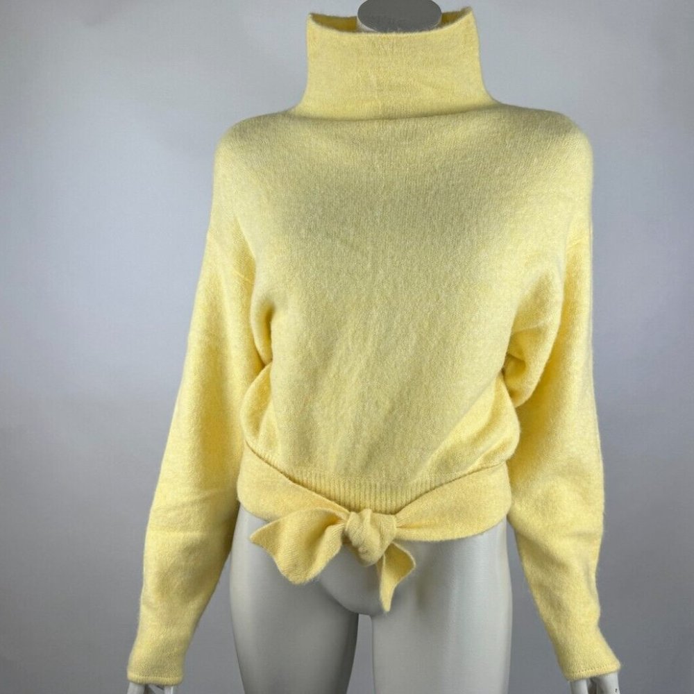 Wilfred Lorin Sweater Women XS Long Sleeve Stretch Alpaca Wool Turtleneck Tie
